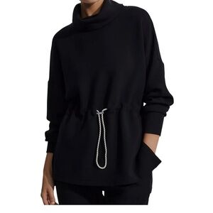 Varley Black Funnel Neck Drawstring Sweatshirt